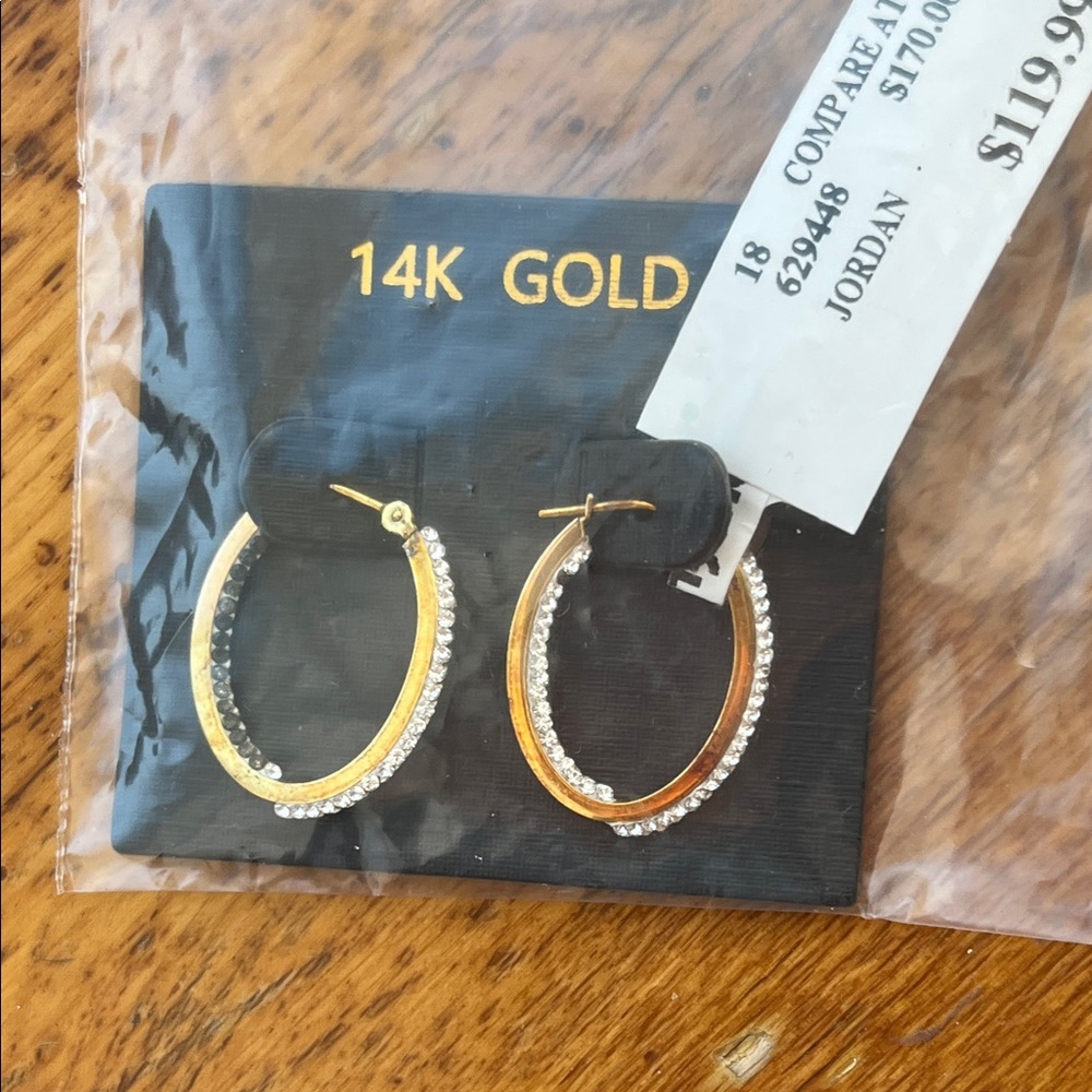 Jordan 14K Gold Hoop Earrings with Crystals